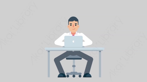 AE模板-NORMIE-4 30 Typing on PC休闲企业商业男士在电脑上打字扁平人物商务角色