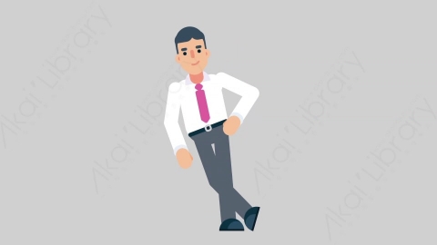 AE模板-NORMIE-4 32 Leaned休闲企业商业男士倚靠靠墙扁平人物商务角色