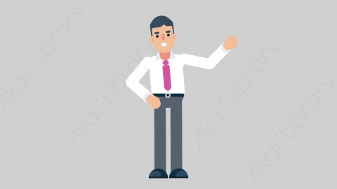 AE模板-NORMIE-4 38 Pointing休闲企业商业男士指向指点扁平人物商务角色