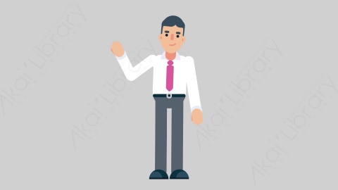 AE模板-NORMIE-4 40 Pointing 3休闲企业商业男士指向指点扁平人物商务角色