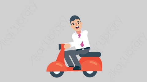 AE模板-NORMIE-4 52 Scooter休闲企业商业男士骑摩托车扁平人物商务角色