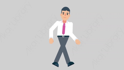AE模板-NORMIE-4 77 Walking Cycle休闲企业商业男士一直步行扁平人物商务角色