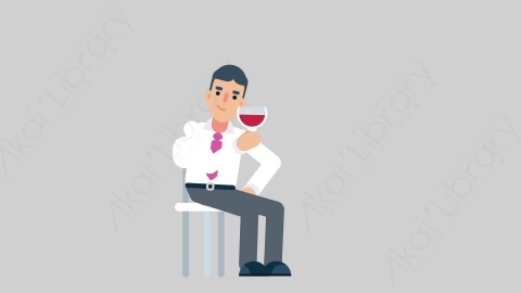 AE模板-NORMIE-4 80 Wine Toast休闲企业商业男士喝红酒扁平人物商务角色