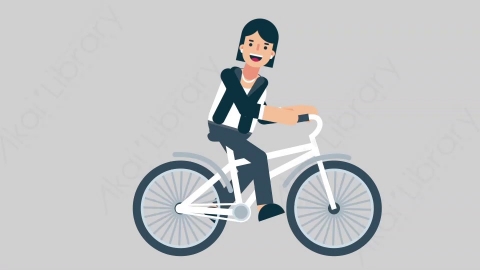 AE模板-WOMAN OFFICE 04 Bicycle企业商业女性办公室主管骑自行车扁平人物商务角色