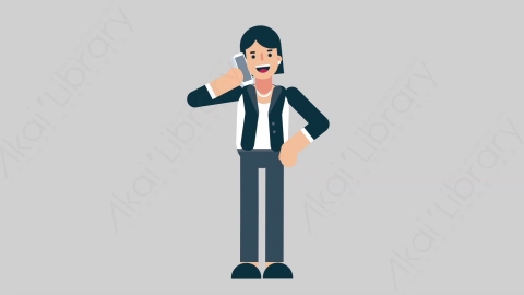 AE模板-WOMAN OFFICE 05 Call企业商业女性办公室主管打电话扁平人物商务角色