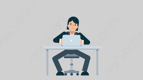 AE模板-WOMAN OFFICE 30 Typing on PC企业商业女性办公室主管在电脑上打字扁平人物商务角色