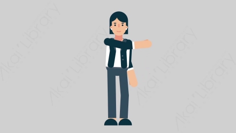 AE模板-WOMAN OFFICE 39 Pointing 2企业商业女性办公室主管指向指点扁平人物商务角色