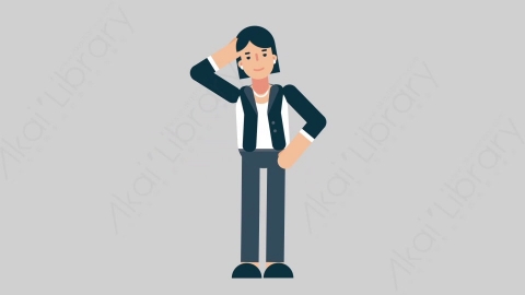 AE模板-WOMAN OFFICE 53 Scratching Head企业商业女性办公室主管抓头扁平人物商务角色
