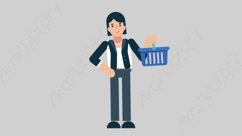 AE模板-WOMAN OFFICE 54 Shopping企业商业女性办公室主管购物扁平人物商务角色