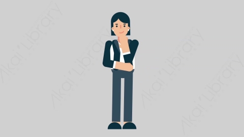 AE模板-WOMAN OFFICE 71 Thinking 2企业商业女性办公室主管思考考虑扁平人物商务角色