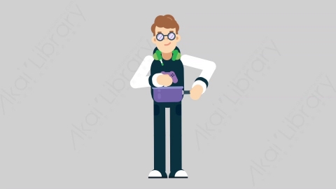 AE模板-GAMER 07 Cooking游戏玩家电竞选手做饭烹饪扁平人物职业角色