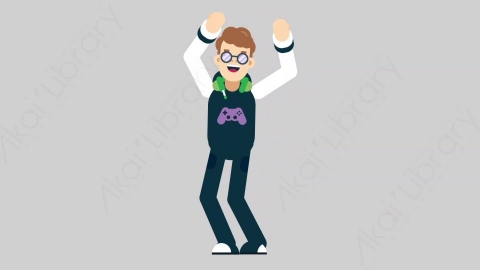 AE模板-GAMER 10 Dance 2游戏玩家电竞选手跳舞舞蹈扁平人物职业角色