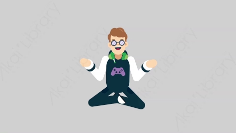 AE模板-GAMER 33 Meditation游戏玩家电竞选手冥想沉思扁平人物职业角色