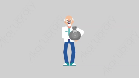 AE模板-OLD SCIENTIST 18 Gift科学家科研人员礼物扁平人物职业角色