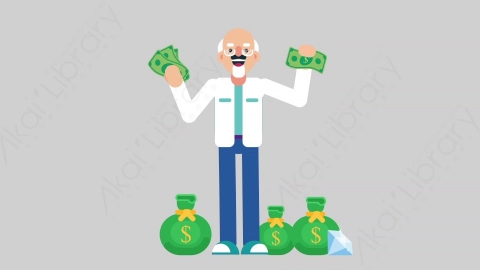 AE模板-OLD SCIENTIST 34 Money科学家科研人员财产财富钱扁平人物职业角色