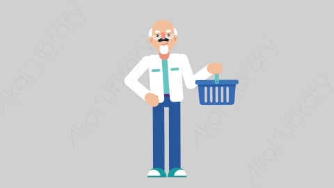 AE模板-OLD SCIENTIST 54 Shopping科学家科研人员购物扁平人物职业角色