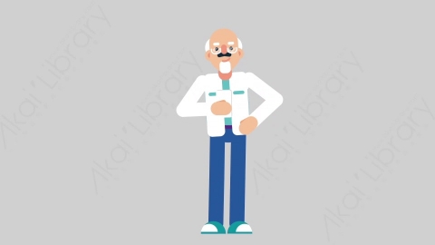 AE模板-OLD SCIENTIST 63 Standing w Phone科学家科研人员手持电话扁平人物职业角色