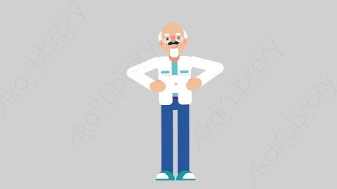 AE模板-OLD SCIENTIST 64 Standing w Tablet科学家科研人员手持平板电脑扁平人物职业角色