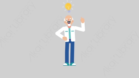 AE模板-OLD SCIENTIST 70 Thinking 1科学家科研人员思考考虑扁平人物职业角色