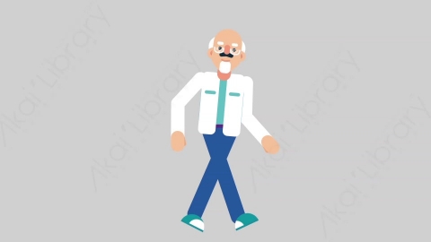 AE模板-OLD SCIENTIST 77 Walking Cycle科学家科研人员一直步行扁平人物职业角色