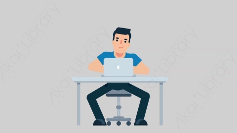 AE模板-SPORTSMAN-2 30 Typing on PC竞技体育运动员在电脑上打字扁平人物职业角色