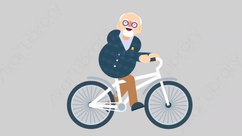 AE模板-OLD 04 Bicycle老年人老人家骑自行车扁平人物日常角色