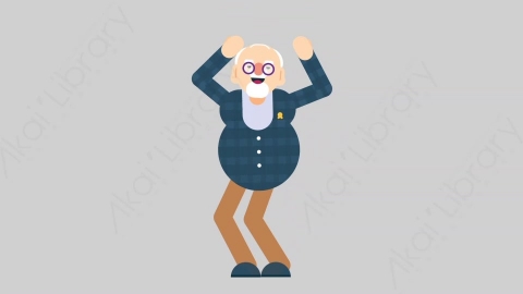 AE模板-OLD 10 Dance 2老年人老人家跳舞舞蹈扁平人物日常角色