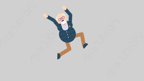 AE模板-OLD 23 Happy Jump老年人老人家跳跃开心的跳扁平人物日常角色
