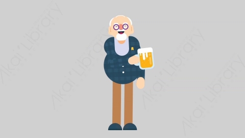 AE模板-OLD 27 Cheering with Glass老年人老人家喝啤酒扁平人物日常角色