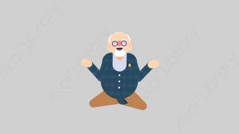 AE模板-OLD 33 Meditation老年人老人家冥想沉思扁平人物日常角色