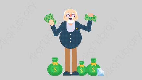 AE模板-OLD 34 Money老年人老人家财产财富钱扁平人物日常角色