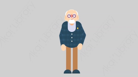 AE模板-OLD 60 Standing老年人老人家站立扁平人物日常角色