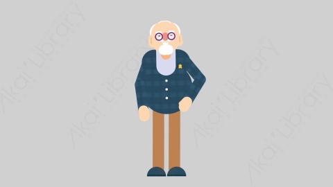 AE模板-OLD 72 Tie老年人老人家整理领带扁平人物日常角色