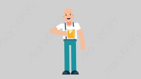 AE模板-SIMPLE 27 Cheering with Glass简单随性男性喝啤酒扁平人物日常角色