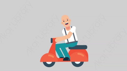 AE模板-SIMPLE 52 Scooter简单随性男性骑摩托车扁平人物日常角色