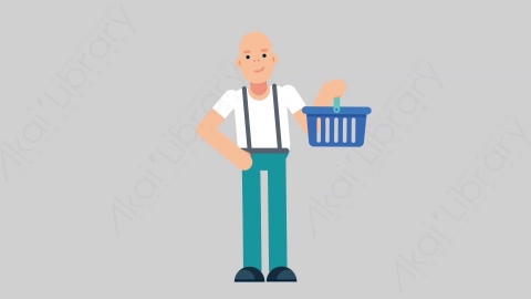 AE模板-SIMPLE 54 Shopping简单随性男性购物扁平人物日常角色
