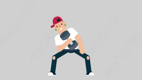 AE模板-SKATER 14 Exercise嘻哈风格男性锻炼运动扁平人物日常角色