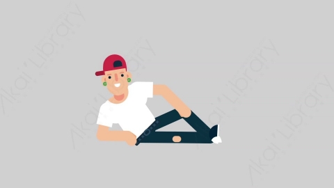 AE模板-SKATER 45 Relax嘻哈风格男性放松扁平人物日常角色