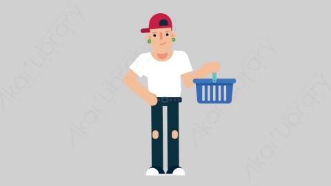 AE模板-SKATER 54 Shopping嘻哈风格男性购物扁平人物日常角色