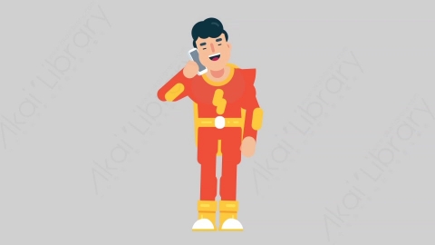 AE模板-SUPERHERO 05 Call超级英雄打电话扁平人物日常角色