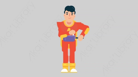 AE模板-SUPERHERO 07 Cooking超级英雄做饭烹饪扁平人物日常角色