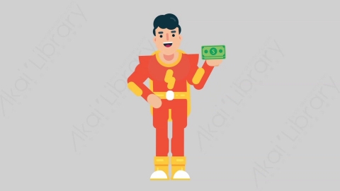 AE模板-SUPERHERO 16 Gain Money超级英雄赚钱扁平人物日常角色