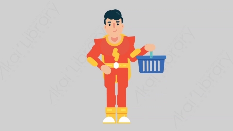 AE模板-SUPERHERO 54 Shopping超级英雄购物扁平人物日常角色
