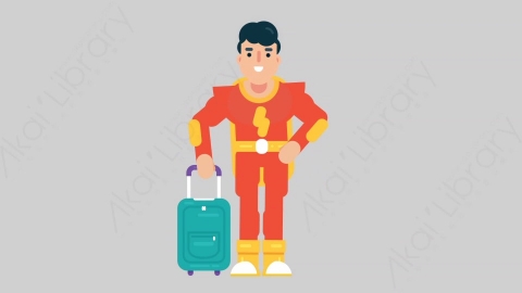 AE模板-SUPERHERO 74 Traveling超级英雄旅游旅行扁平人物日常角色