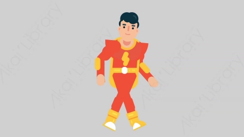 AE模板-SUPERHERO 77 Walking Cycle超级英雄一直步行扁平人物日常角色