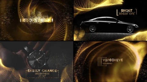 PR模板-豪华金色粒子标题电影颁奖晚会开场Luxury Slideshow for Premiere Pro