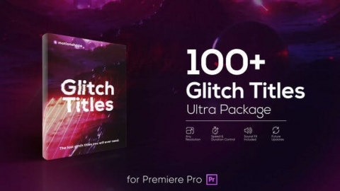 PR基本图形预设-100多个抖音小视频信号干扰故障标题PR预设动画Glitch Titles Pack