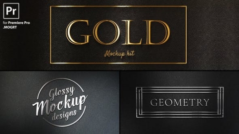 PR基本图形预设-21个精美的3D金属质感黄金标题包Mogrt预设Gold Titles Kit