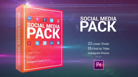 PR模板-社交媒体字幕条搜索标题框模板PremiereTemplate Social Media Pack