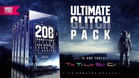 PR模板-200种终极毛刺故障数字失真转场文字标题音效预设包Ultimate Glitch Pack Transitions